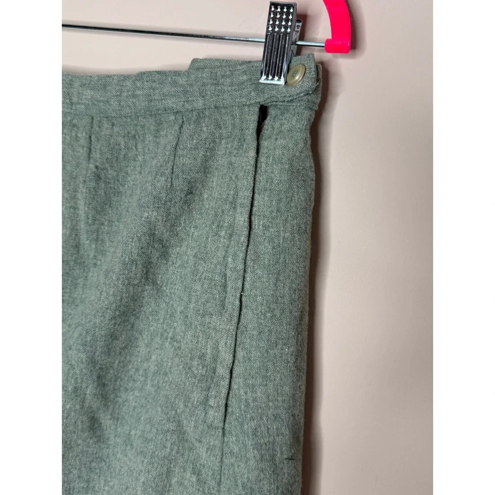 Pendleton Wool Midi Skirt Sage Green Heathered A-Line Vintage Made in USA 16W